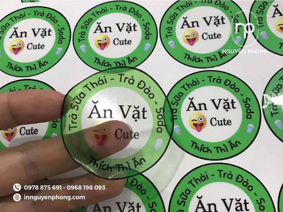 Mẫu tem decal trong dán trà chanh